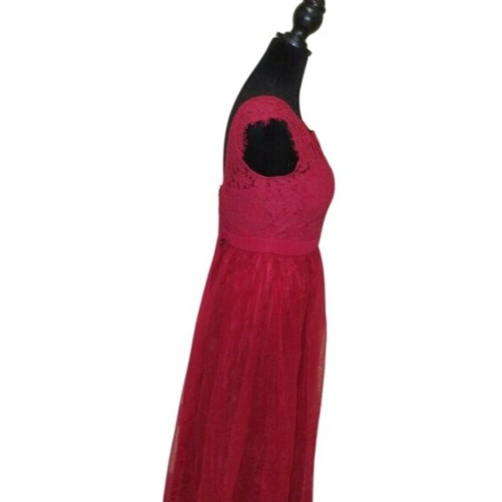 iEFIEL Red Satin Lace Chiffon Formal Gown Floor Length Prom Dress sz 6 Beautiful - Picture 6 of 8